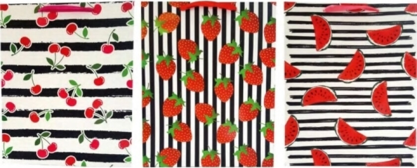 Ju-Piter Gavepose Stripet Frukt 1400A 31X42x12cm P12, Pris For 1 Stk.