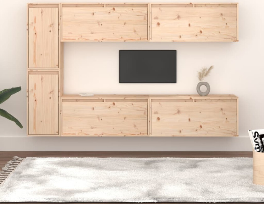 Bilde av TV-benker 6 stk heltre furu