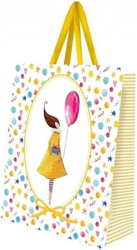 Liten Dekorativ Gavepose Kvinne Med Ballong