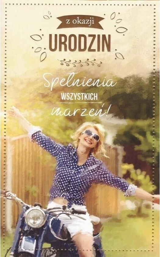 Ab Card Bursdagskort - Gratulerer Med Dagen - Kvinne På Motorsykkel - P09