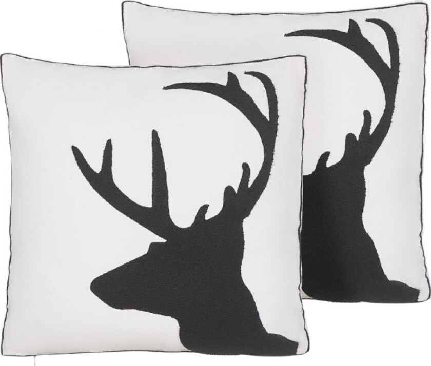 2 Pynteputer Med Reinsdyr 45 X 45 Cm Svart Og Hvit Shadrack