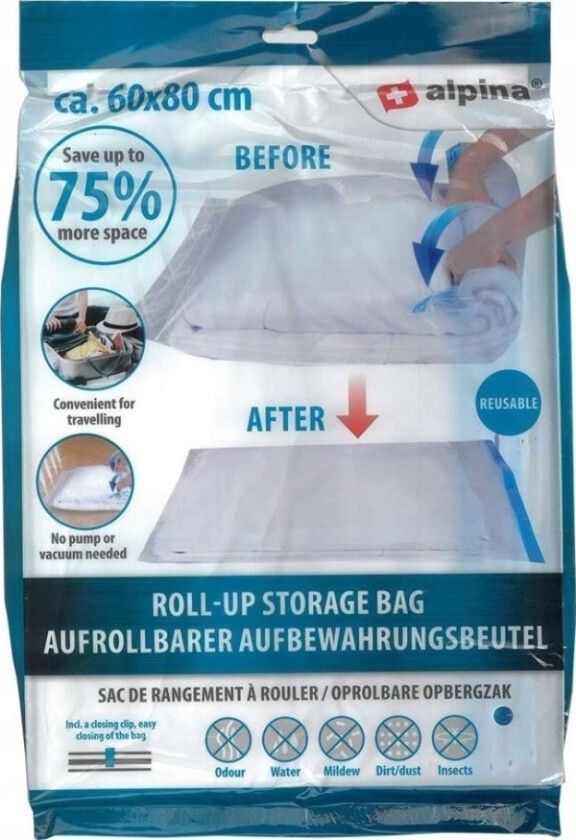 Alpina Sack Vakuumpose For Oppbevaring Av Klær Og Sengetøy 60X80cm Alpina