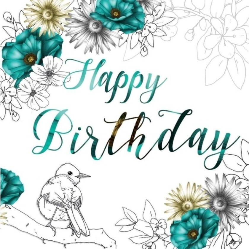 Swarovski Square Flowers Bursdagskort (Cl1408)