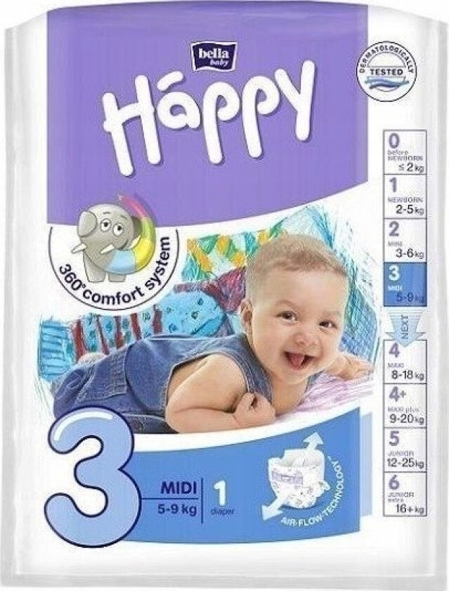 Bilde av Happy Midi 3 Bleier, 5-9 Kg, 1 Stk.