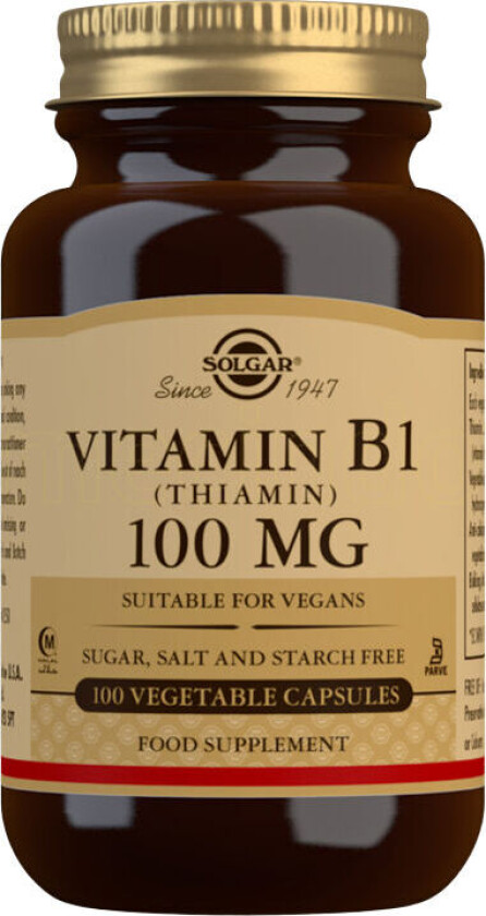 B1-vitamin 100 Mg (Thiamin) - 100 Kapsler