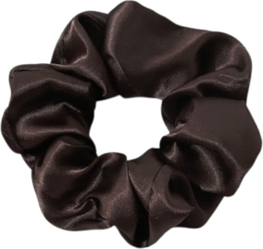 Hårsnodd - Scrunchie - Satin - 12cm - Mörkbrun