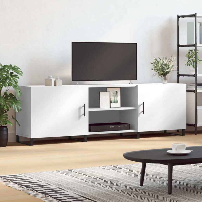 TV-benk hvit 150x30x50 cm konstruert tre