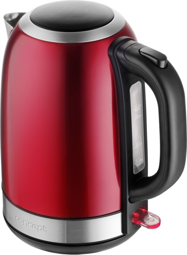 Rk3243, 1,7 L, 2200 W, Rød, Rustfritt Stål, Vannivåindikator, Trådløs