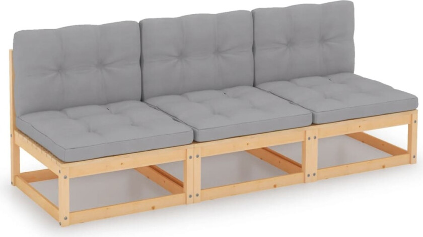 Sofa med puter 3-seters heltre furu