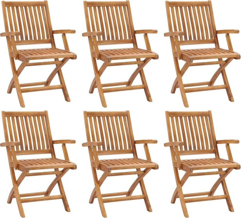 Sammenleggbare hagestoler 6 stk heltre teak