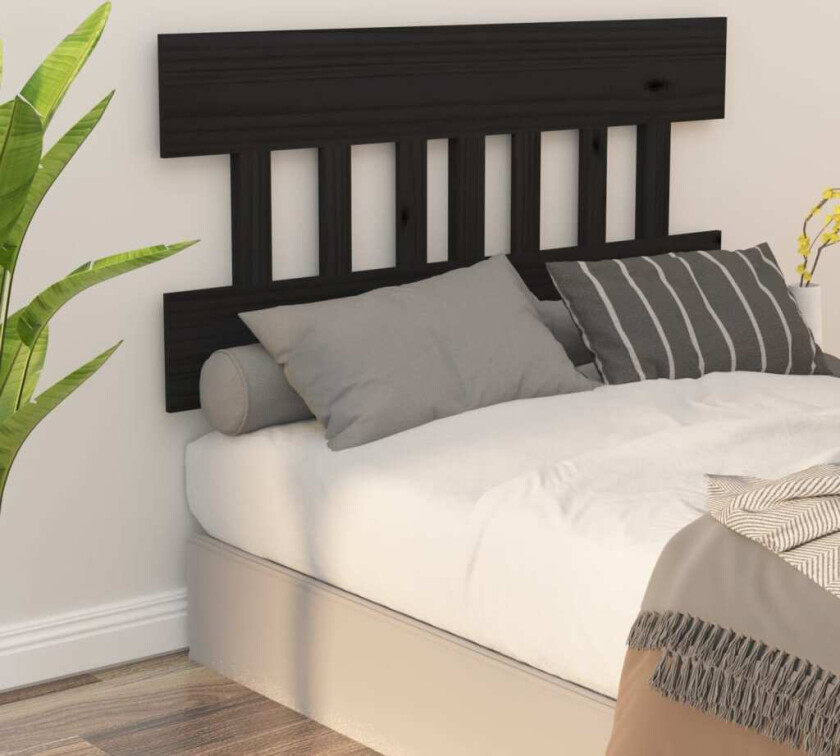 Sengegavl svart 163,5x3x81 cm heltre furu
