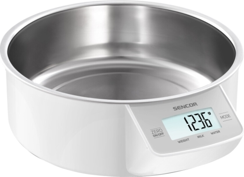 Sencor Sks 4030Wh, Elektronisk Kjøkkenvekt, 5 Kg, 1 G, Rustfritt Stål, Hvit, Rustfritt Stål, Rustfritt Stål