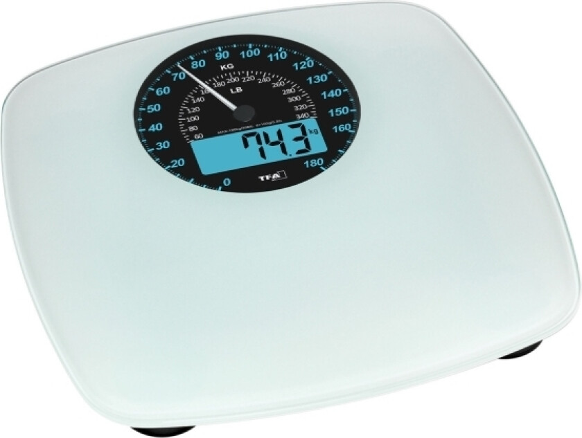 Tfa-Dostmann 50.1003.02, Elektronisk Personvekt, 180 Kg, Sort, Hvit, 5 Kg, Kg, Lb, St, Rektangel