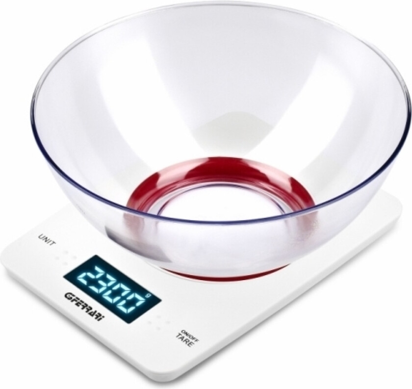 G20071, Elektronisk Kjøkkenvekt, 5 Kg, 1 G, Rød, Hvit, Benkeplate, Rektangel