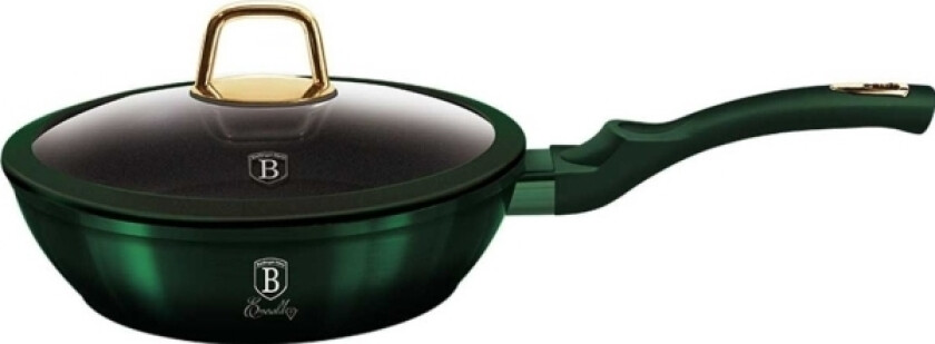 Frying Pan Berlinger Haus 24Cm Granite Pan With A Lid Berlinger Haus Metallic Line Emerald Bh-6049