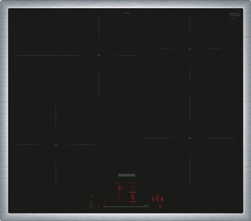 Iq300 Eh645hfb1e, Sort, Innebygget, 60 Cm, Sonebasert Induksjon, Glass-Keramikk, 4 Zone(S)
