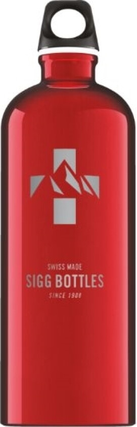 Mountain, 600 Ml, Turgåing, Rød, Aluminium, Skrulokk, Sort