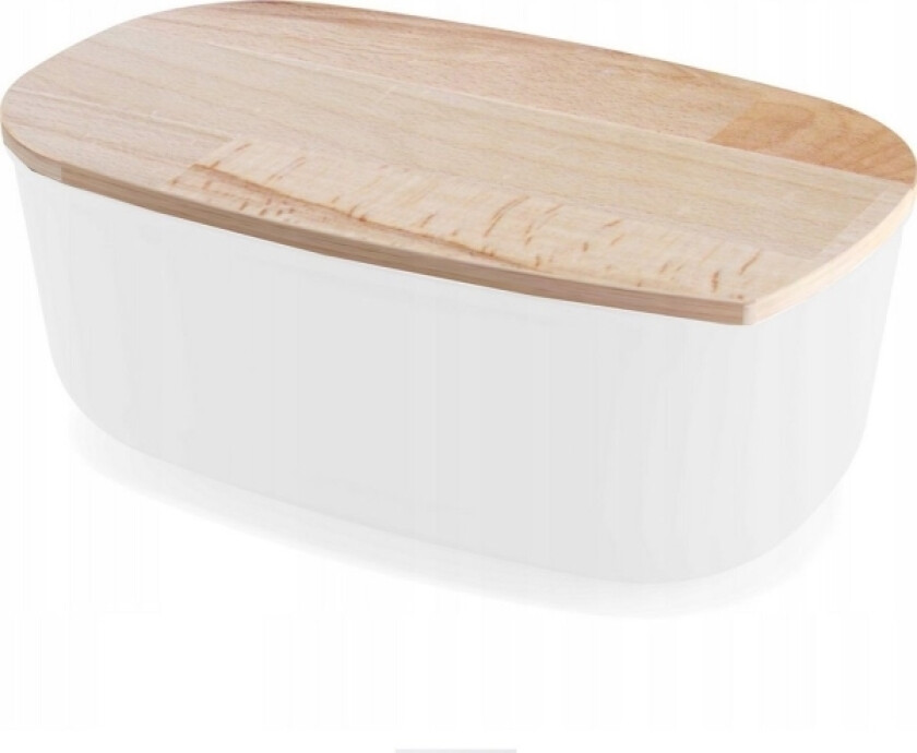 Brødboks Praktisk Brødkasse Med Bøkeplade, Hvit