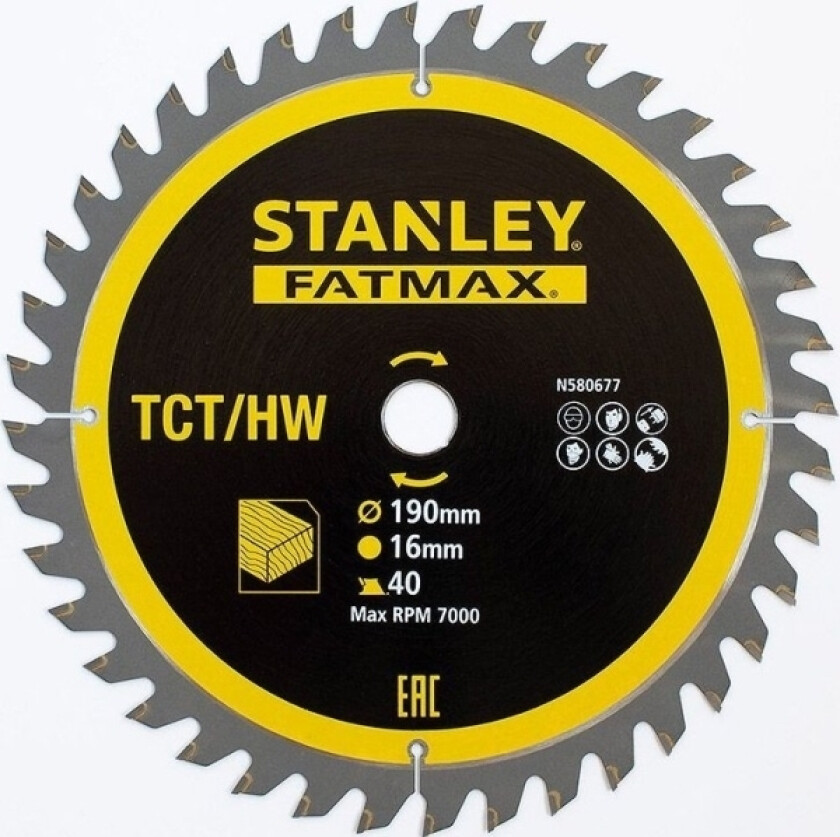 Stanley Tct Sirkelsag 190 X 16Mm X 40T