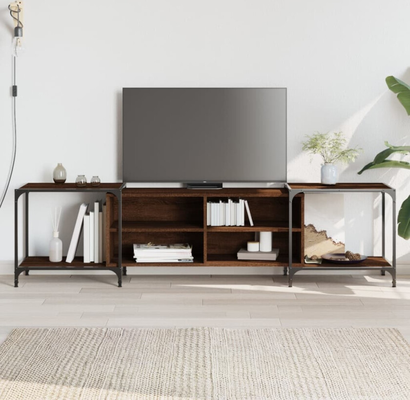 TV-benk brun eik 203x37x50 cm konstruert tre