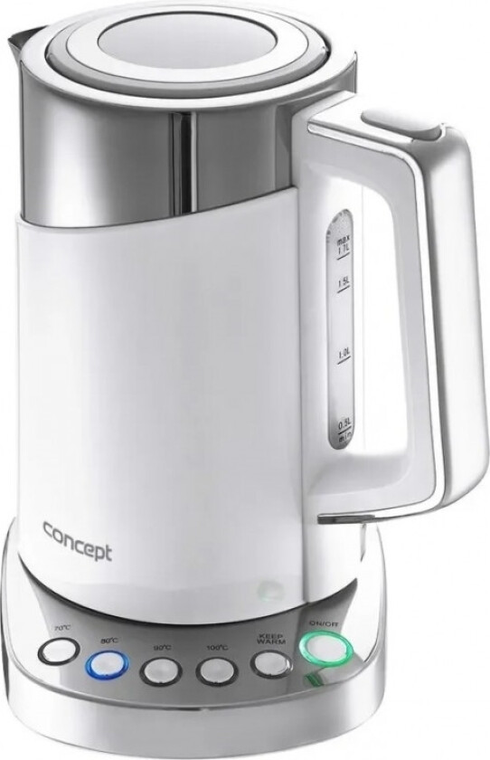 Rk3170, 1,7 L, 2200 W, Rustfritt Stål, Hvit, Plastikk, Rustfritt Stål, Justerbar Termostat, Vannivåindikator