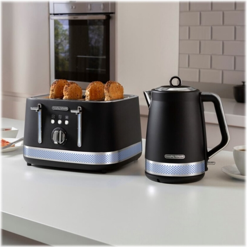 illumination 248020 - Brødrister - 4 Skive - 4 Spor - Svart/Rustfritt Stål