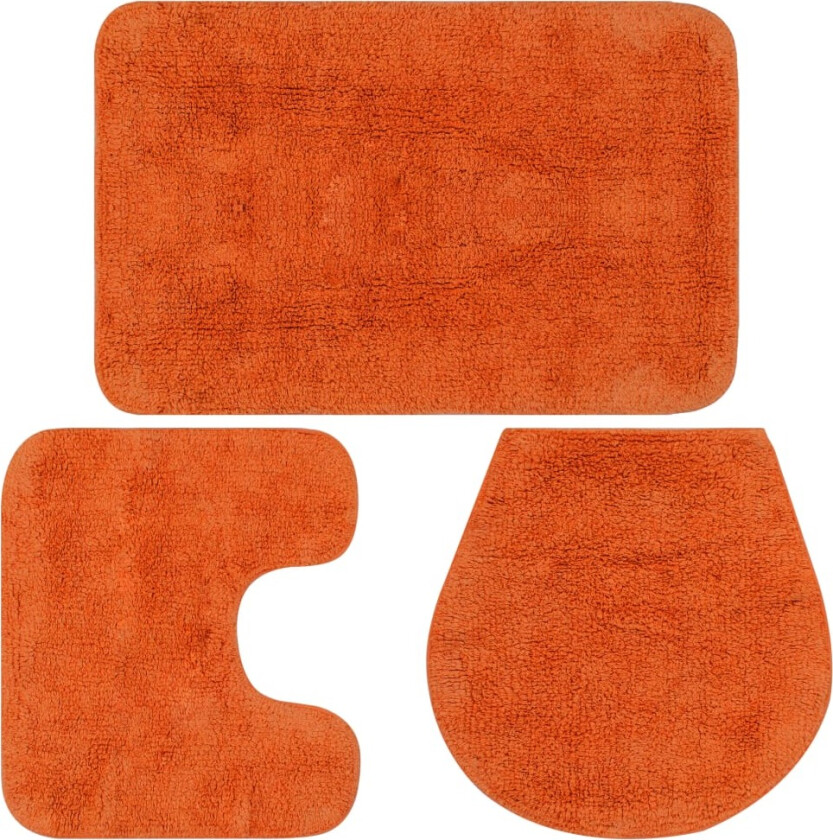 Baderomsmattesett 3 stk stoff oransje