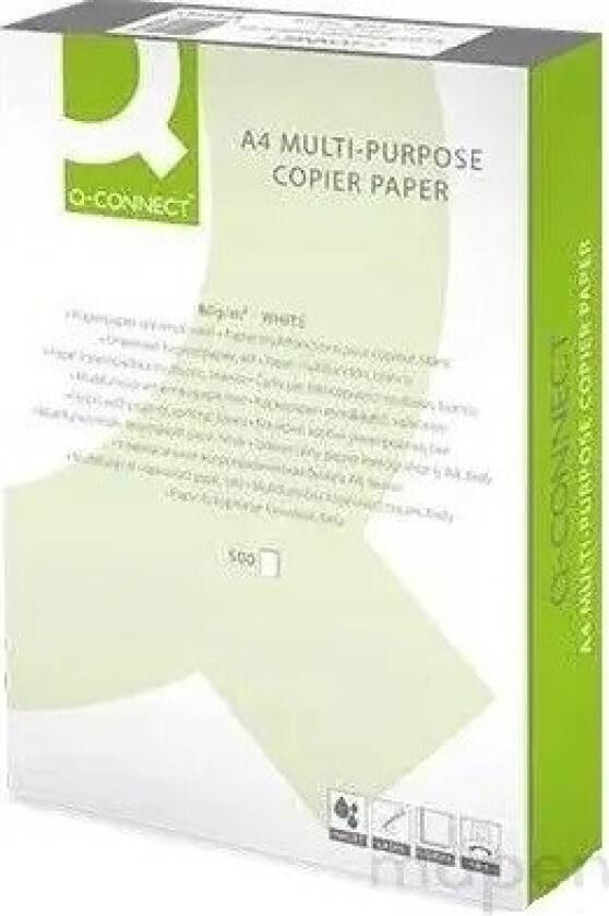 Kopipapir 500 Ark A4 80G L29.7Xb21cm Hvid,500 Stk/Pk