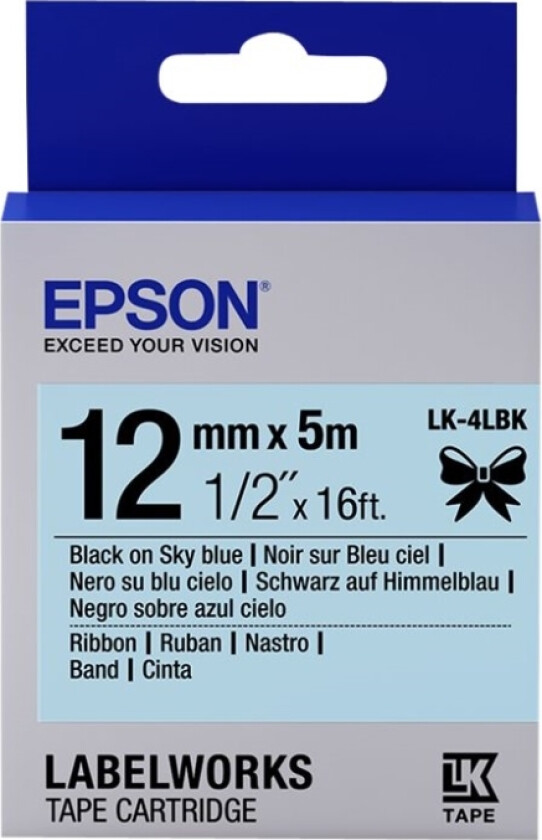 Labelworks Lk-4Lbk - Svart På Himmelblå - Rull (1,2 Cm X 5 M) 1 Kassett(Er) Merketape - For Labelworks Cable And Wiring Kit, Lw-1000, 600, 700,
