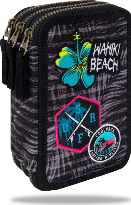 Cool Pack Uniform Three-Compartment Pencil Case With Accessories Coolpack Jumper 3 Badges Girls Gray