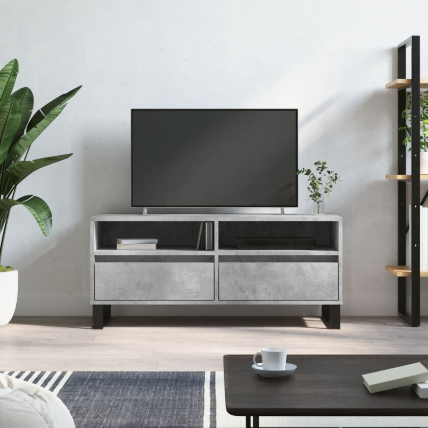 TV-benk betonggrå 100x34,5x44,5 cm konstruert tre