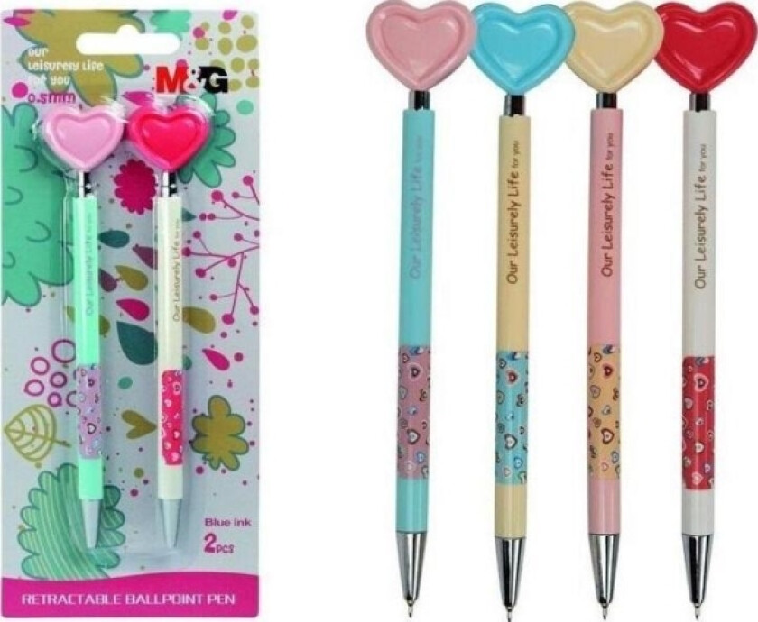 Titanum Kulepenn Hjerter Mix Blå Refill 2 Stk