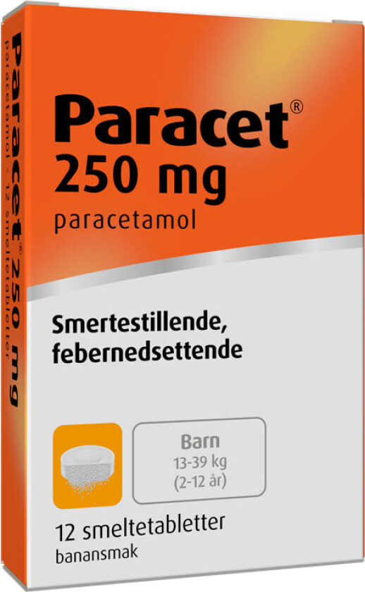 Paracet Smeltetabletter 250mg 12stk
