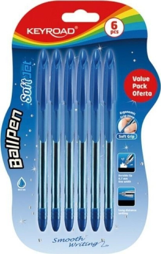 Classic Kulepenn Kulepenn Soft Jet, 0,7 Mm, 6 Stk., Blister, Blå