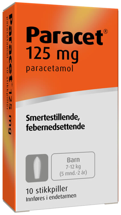Paracet Stikkpille 4-18mnd 125mg 10stk
