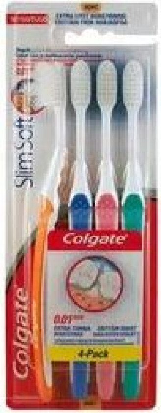 Colgate Tannbørste Slim Soft 4pk