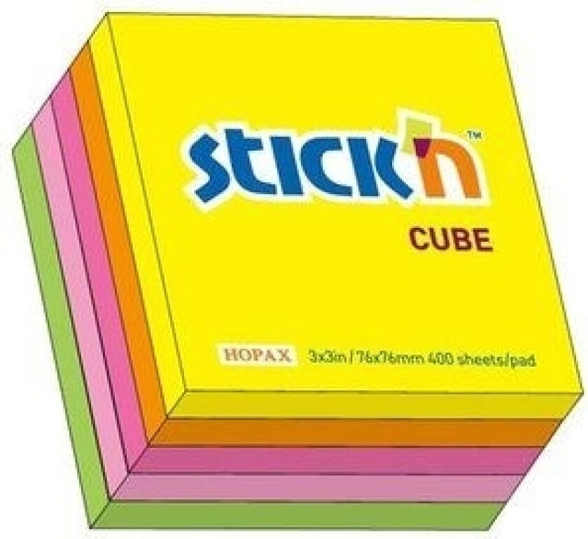 Stickn Selvklebende Notatbok Neon Mix 5 Farger (155270)