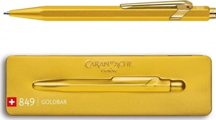 Caran D'ache Uttrekkbar Kulepenn 849 Goldbar, Gulllinjebredde: M, Linjefarge: Svart, Sekskantet Fat - 10 Stk (849.999)