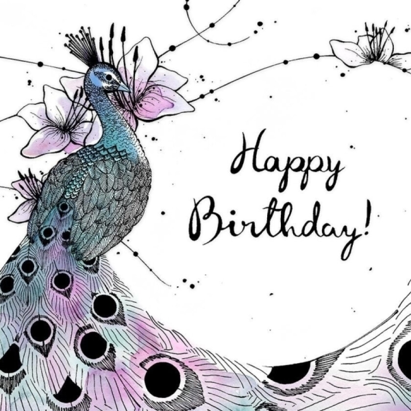 Swarovski Firkantet Påfugl Bursdagskort (Cl2502)