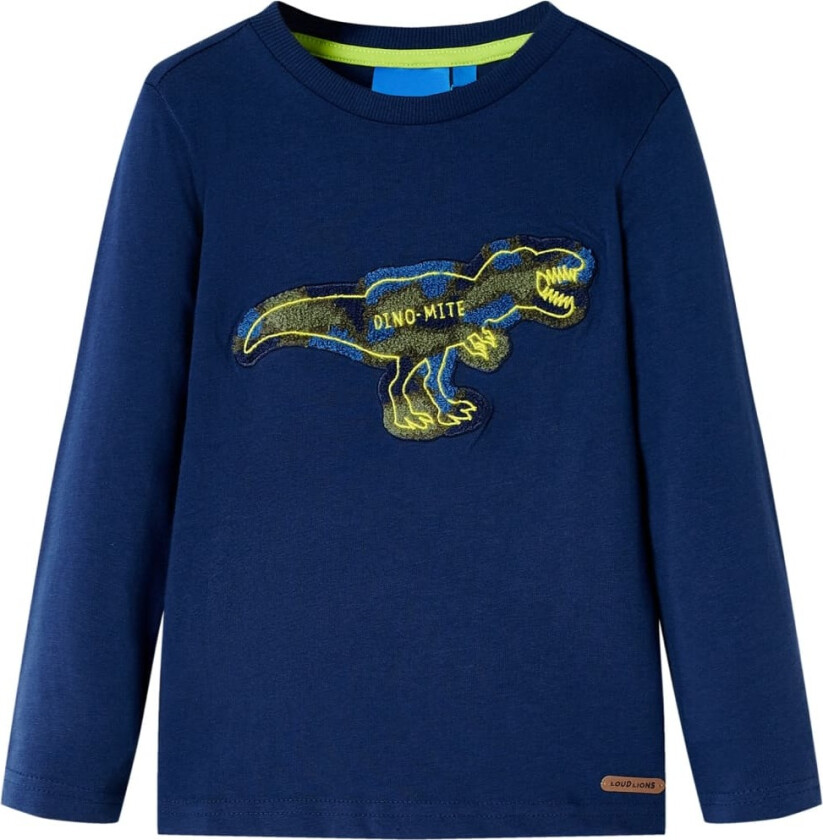 T-skjorte for barn med lange ermer marineblå 116