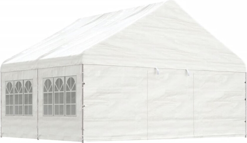 Paviljong med tak hvit 4,46x5,88x3,75 m polyetylen
