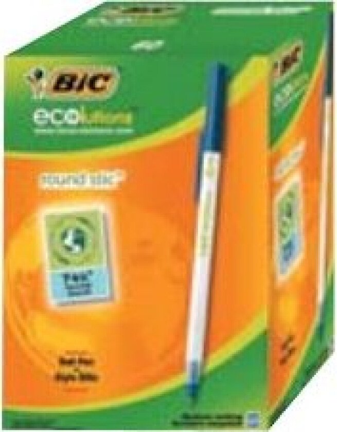 Bilde av Bic Ecolutions Round Stic - Kulepenn - Blå - 1 Mm - Medium (En Pakke 60)