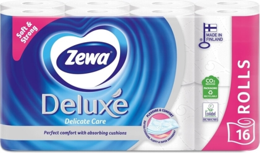 Toalettpapir Zewa Deluxe Pure White, 3 Lag, 16 Stk., 20, 7 M.