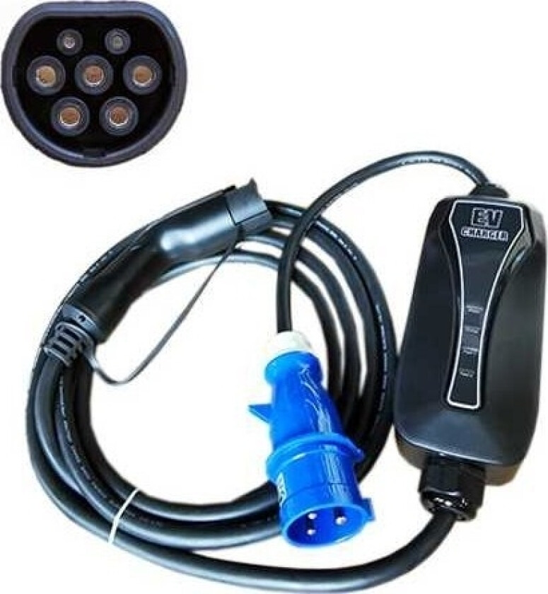 Elektrisk Bærbar Lader Type 2 - Cee, 6-32A, 7,2Kw, 1-Fase, 5M