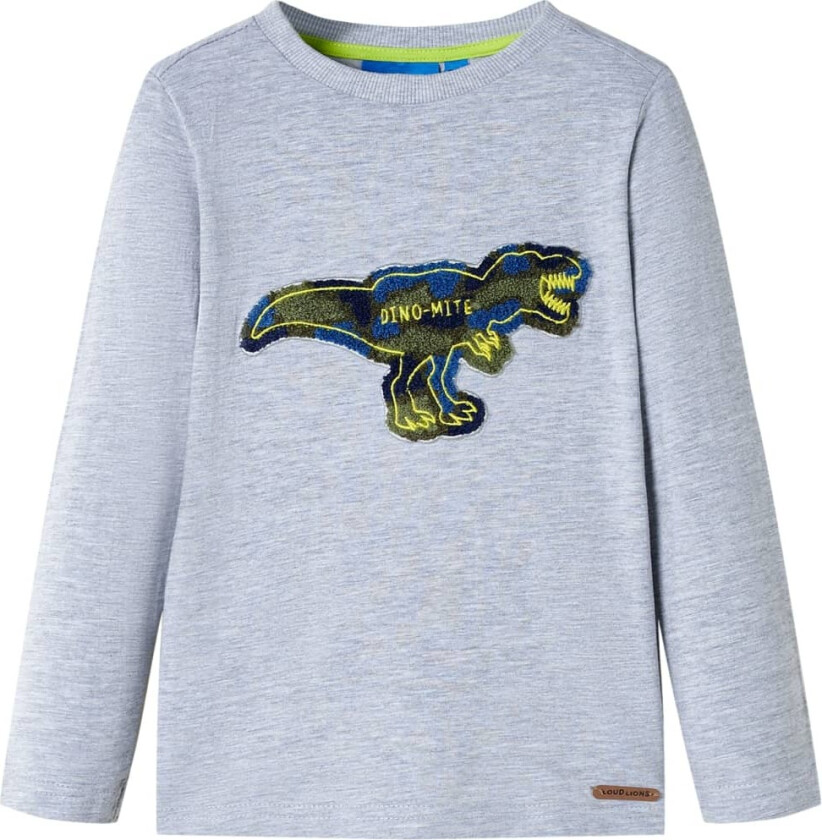 T-skjorte for barn med lange ermer grå melert 104