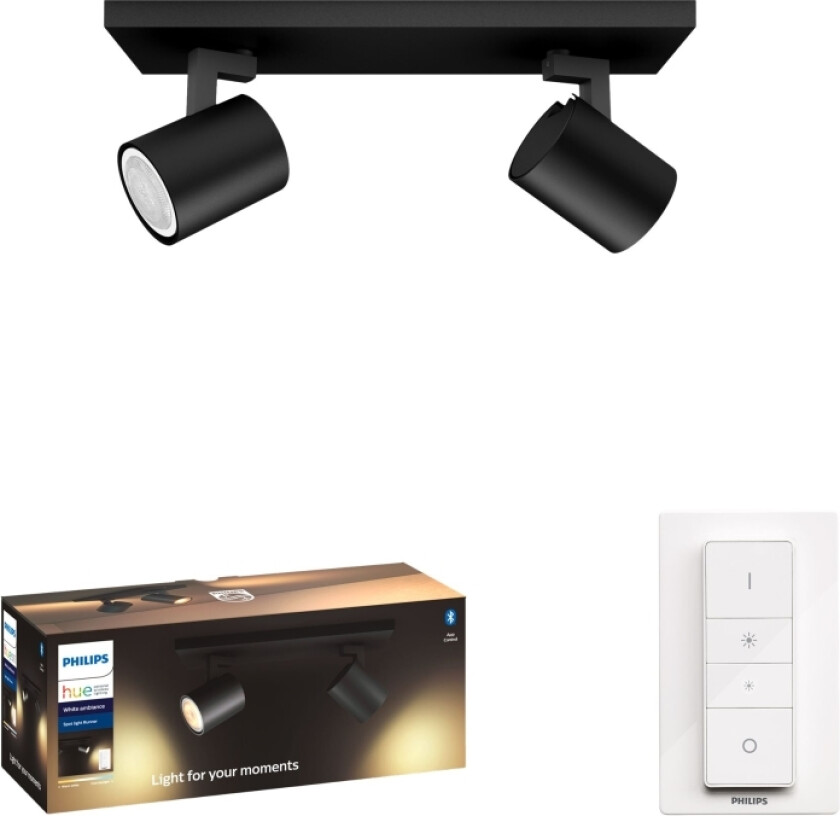 Hue White Ambiance Runner - Lyskaster - Led-Pære For Søkelys X 2 - Gu10 - Total: 10 W (Ekvivalent 100 W) - Klasse A - Varm Til Kjølig Hvitt L