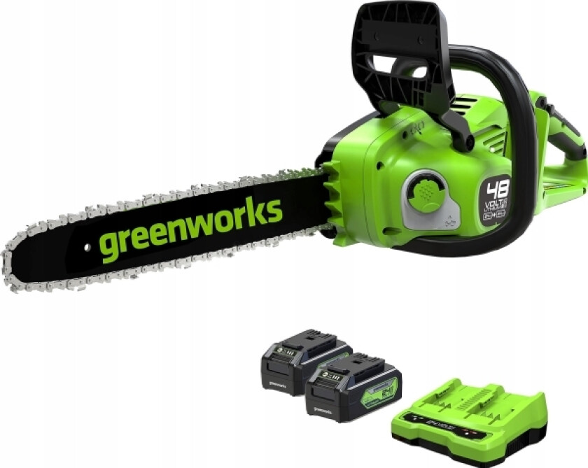 2X24 V Motorsag 36 Cm Gd24x2cs36k4x Med Lader Og 2X 4,0 Ah Batterier