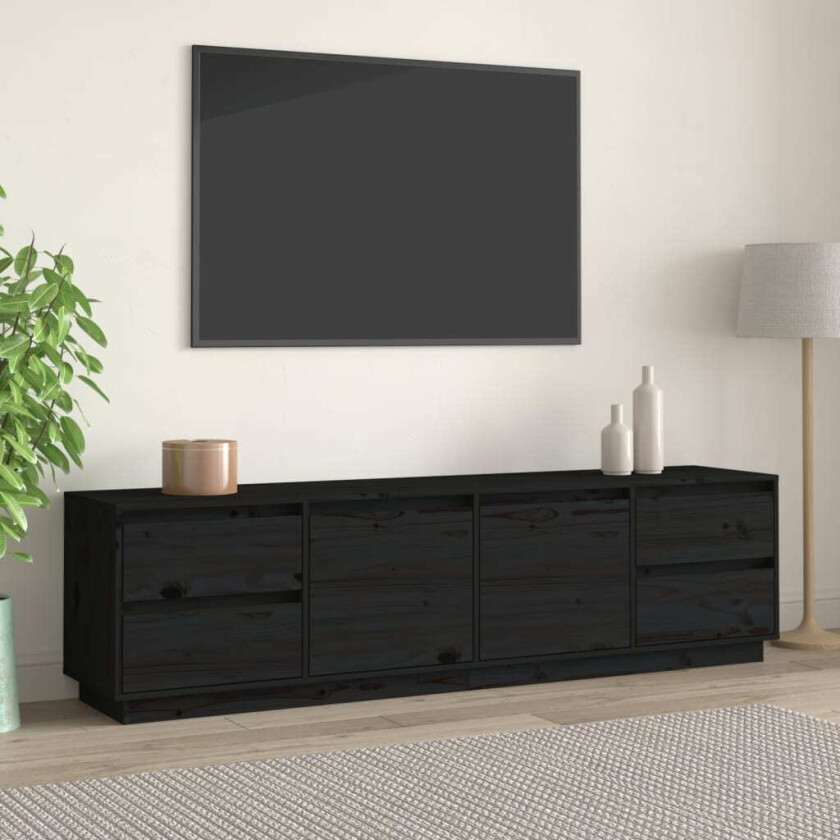 TV-benk svart 176x37x47,5cm heltre furu