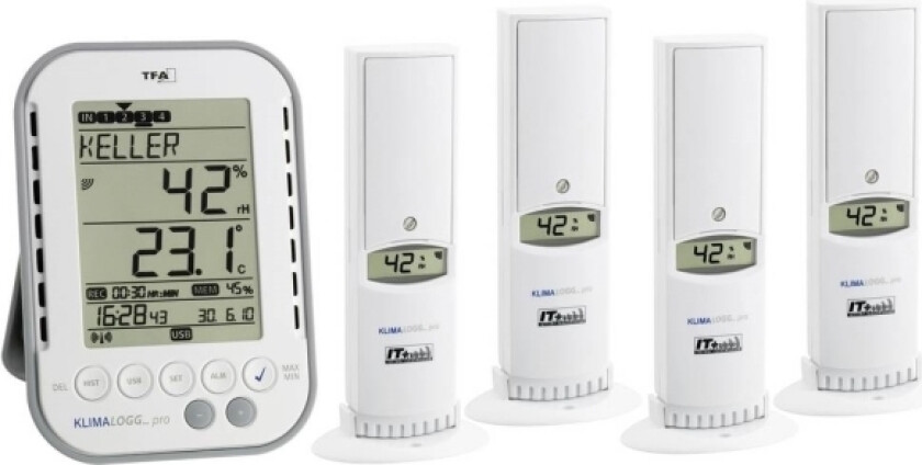 Tfa Dostmann Klimalogg Pro Profi Set Luftfugtighedsmåler (Hygrometer) 1 % Rf 99 % Rf Tfa Indeklima Professionelt Sæt, Dataloggerfunktion