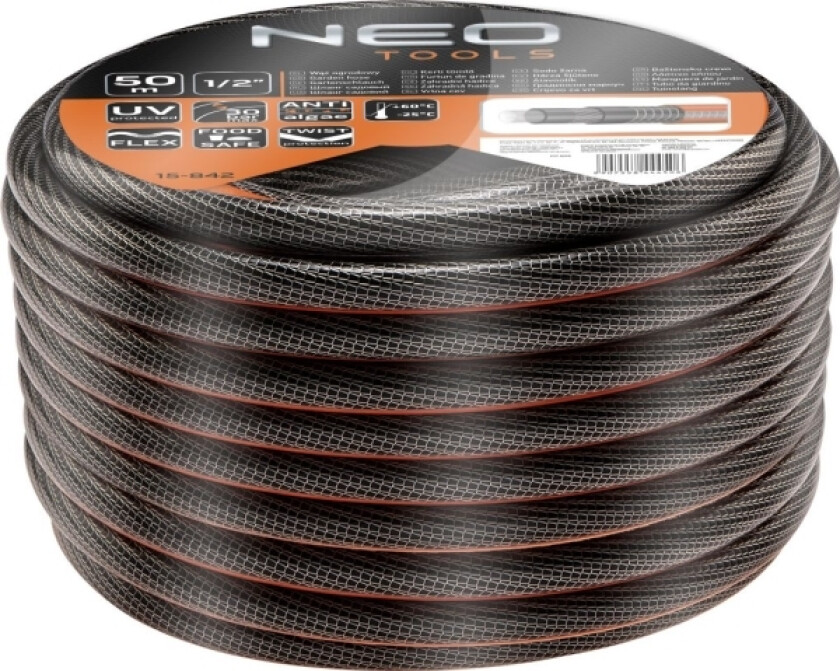 Neo Hageslange Profesjonell 1/2" 50M 6 Lag (15-842)